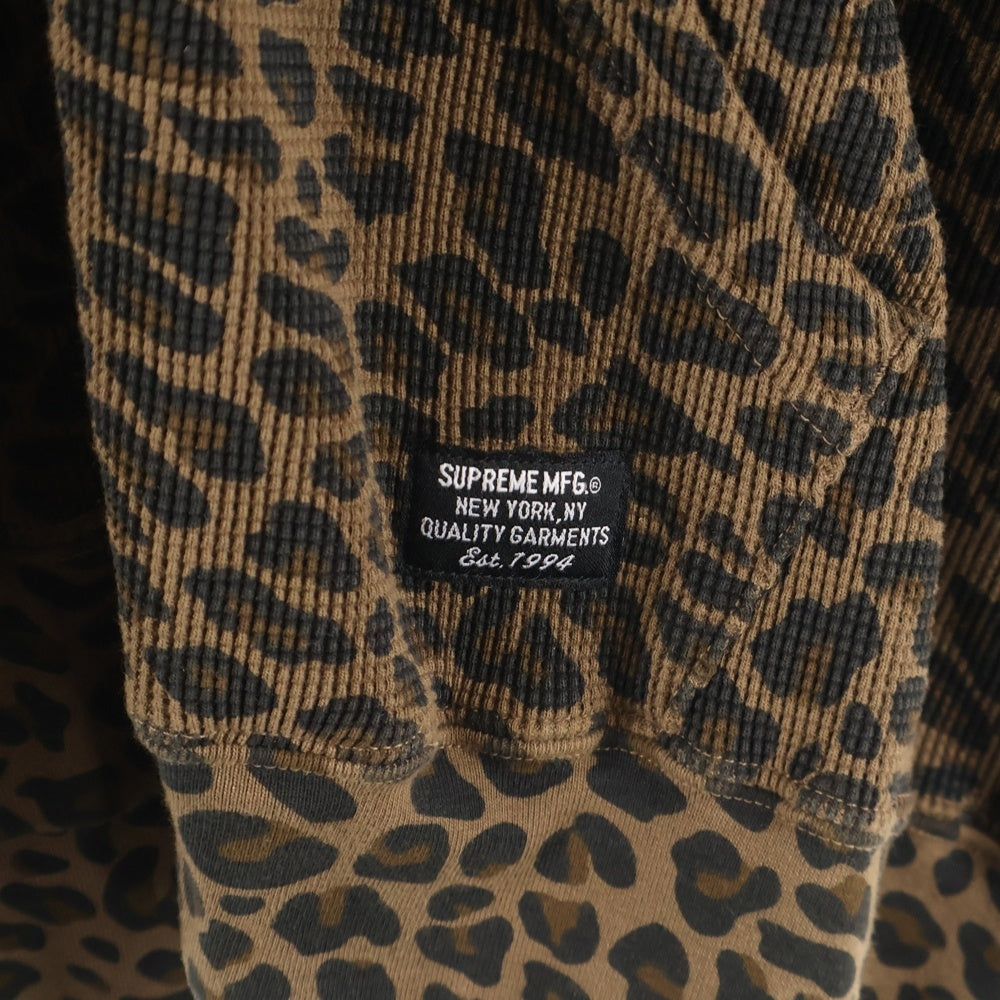 SUPREME(シュプリーム) 25SS Hooded Zip Up Thermal レオパード フーデッドジップアップサーマルパーカー フーディー ブラック/ブラウン