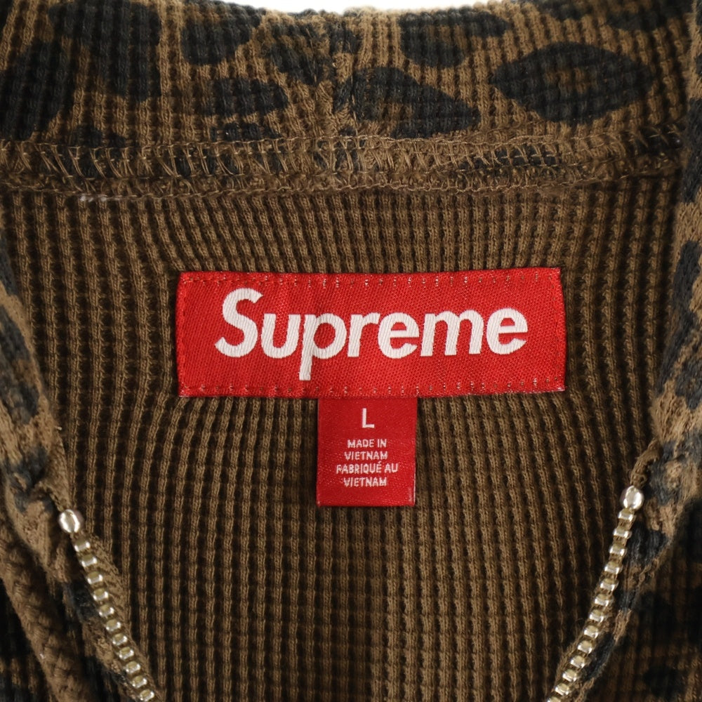 SUPREME(シュプリーム) 25SS Hooded Zip Up Thermal レオパード フーデッドジップアップサーマルパーカー フーディー ブラック/ブラウン