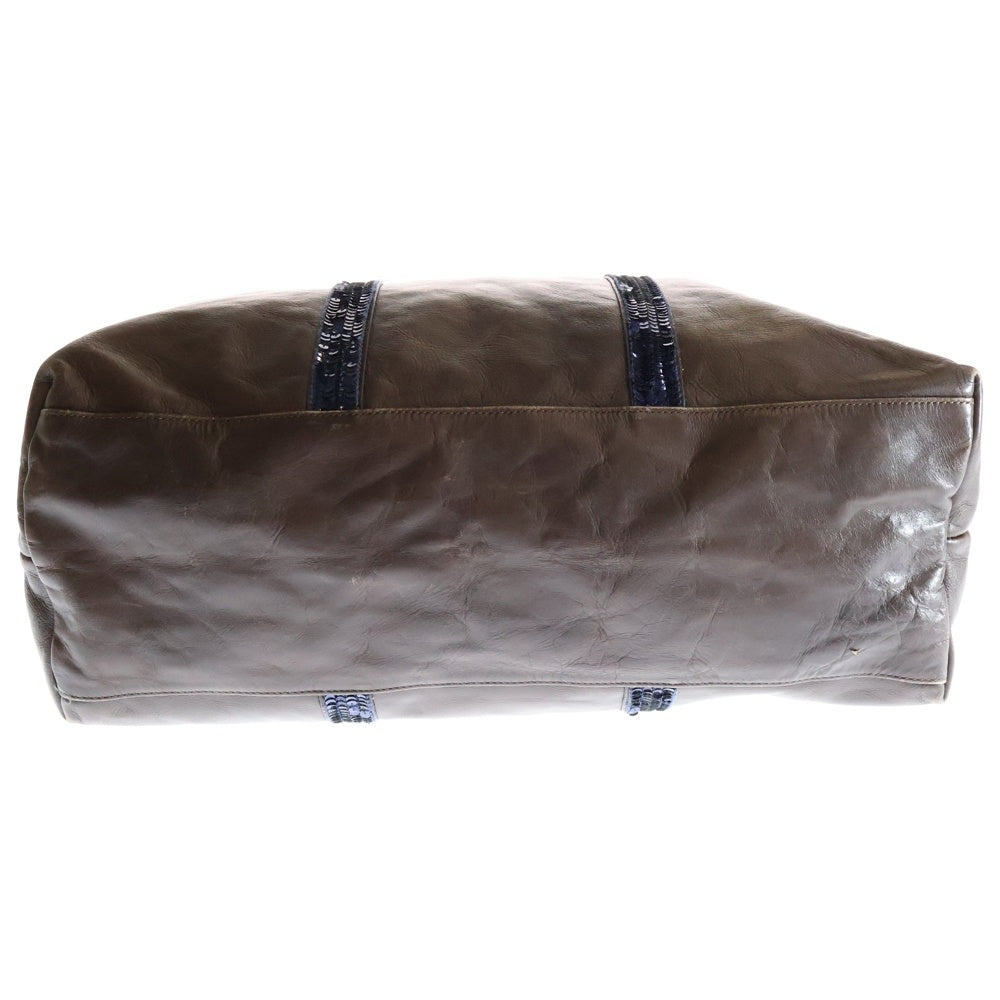 NO BRAND(ノーブランド) VANESSABRUNO (ヴァネッサブリューノ) スパンコール カウレザートートバッグ レディース ブラウン