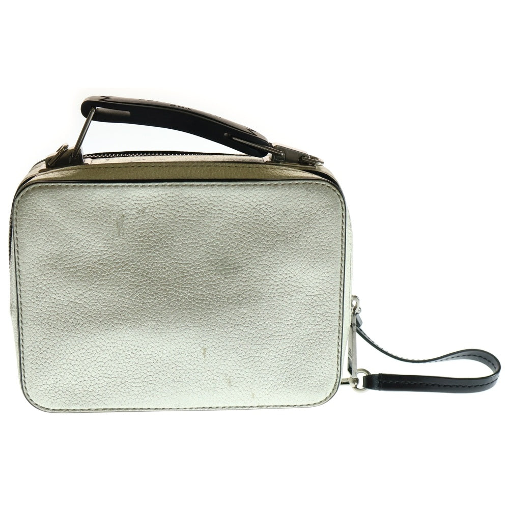 MARC JACOBS(マークジェイコブス) THE BOX BAG ザ ボックス 2WAY レザーショルダーバッグ ハンドバッグ レディース シルバー