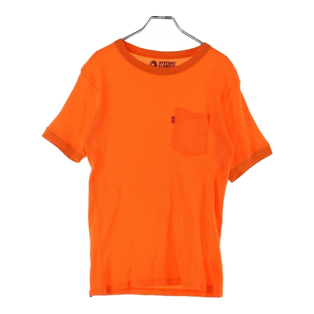 HYSTERIC GLAMOUR(ヒステリックグラマー) ワッフル クルーネック半袖ポケットTシャツ カットソー オレンジ 02193CE01