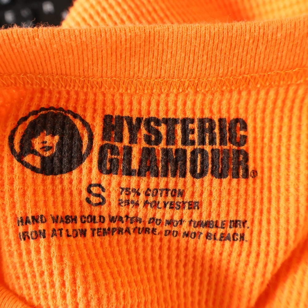 HYSTERIC GLAMOUR(ヒステリックグラマー) ワッフル クルーネック半袖ポケットTシャツ カットソー オレンジ 02193CE01