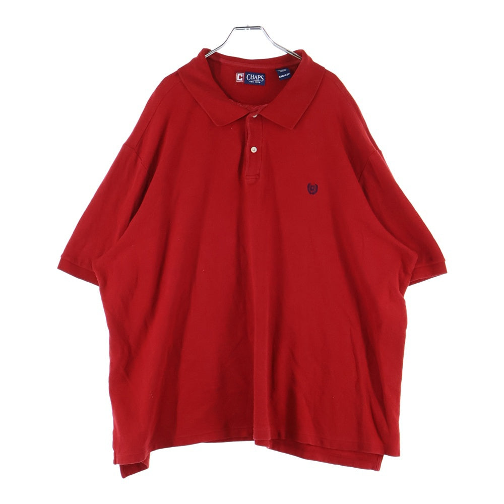 CHAPS(チャップス) フロント刺繍 コットン 半袖ポロシャツ レッド