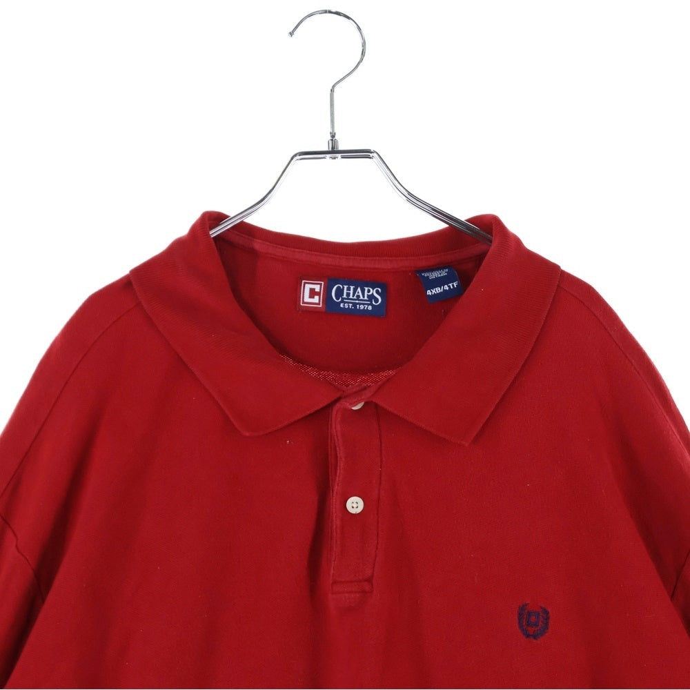 CHAPS(チャップス) フロント刺繍 コットン 半袖ポロシャツ レッド