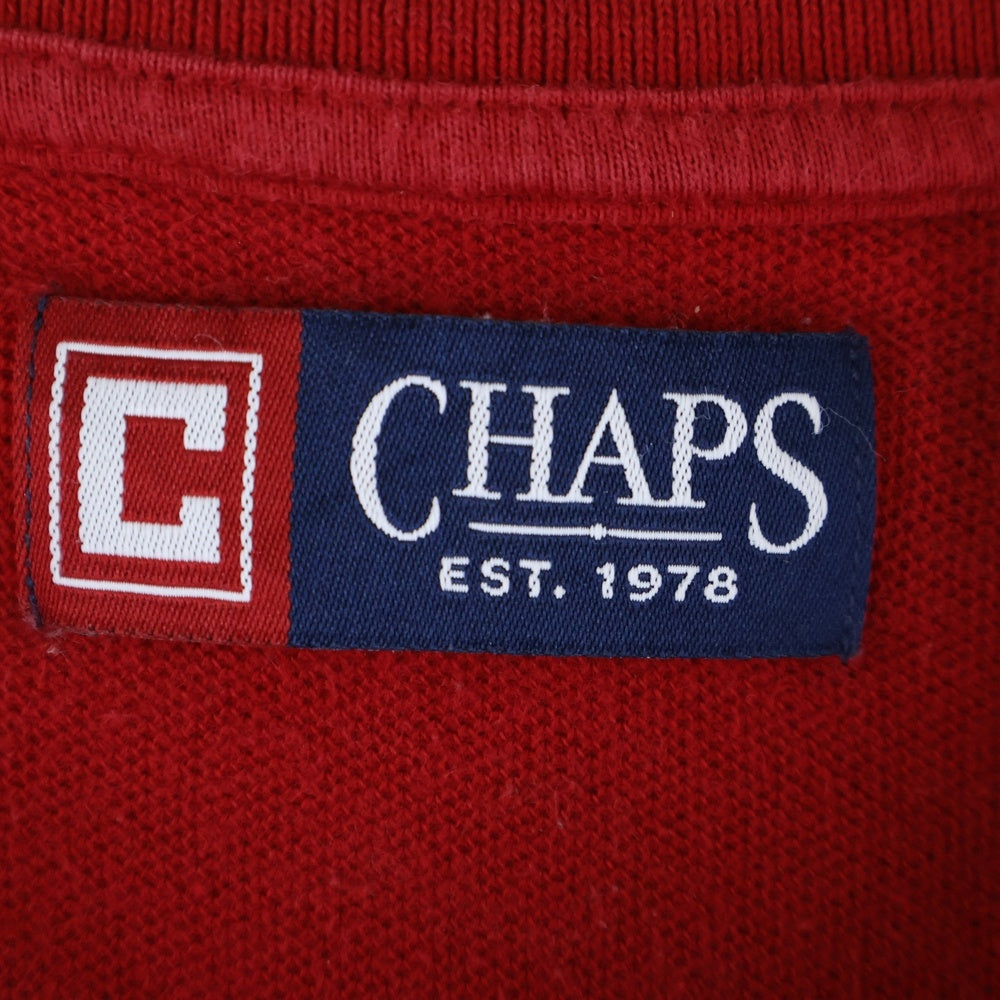 CHAPS(チャップス) フロント刺繍 コットン 半袖ポロシャツ レッド
