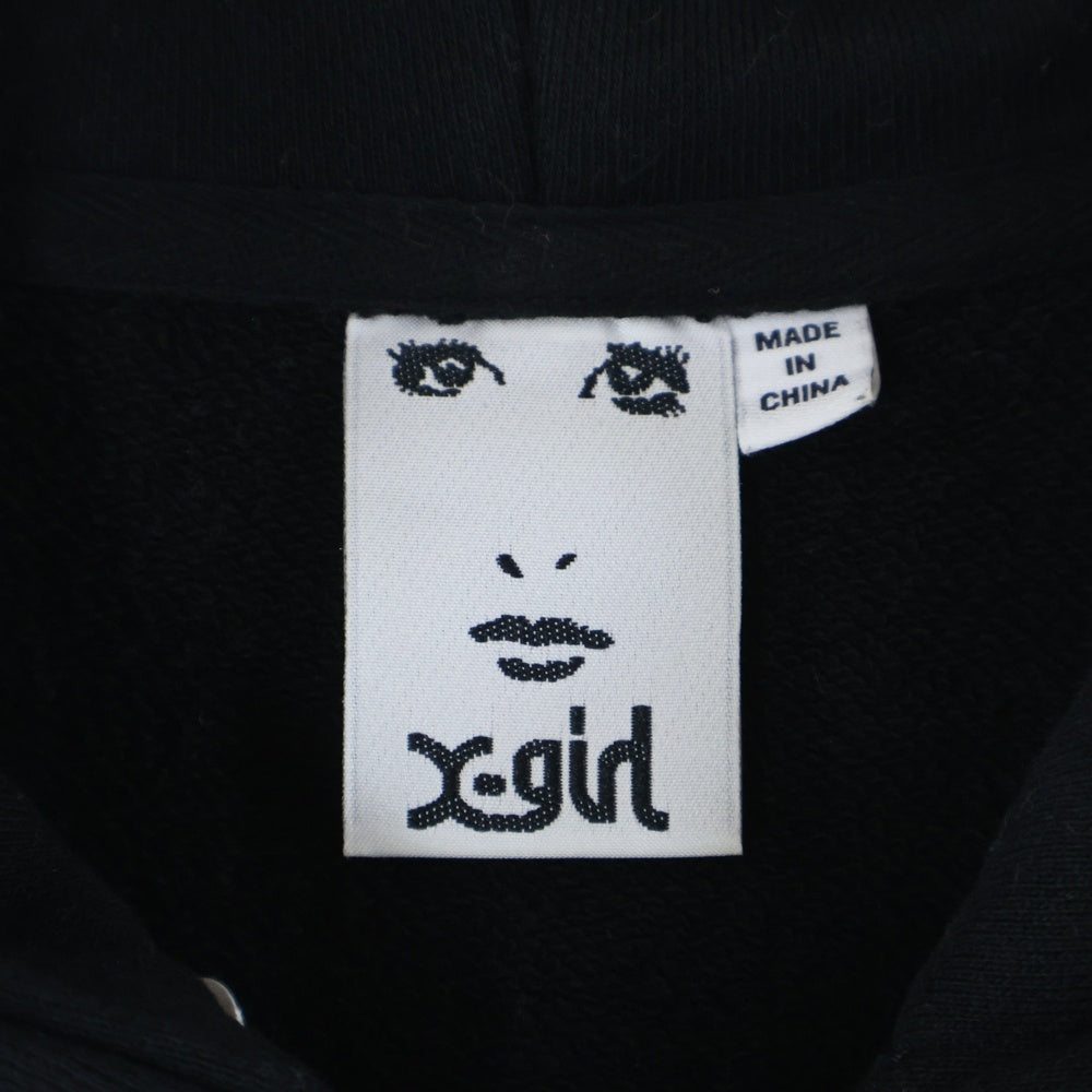 X-GIRL(エックスガール) フロントロゴ刺繍 フーデッドジップアップパーカー フーディー ブラック 105233012003