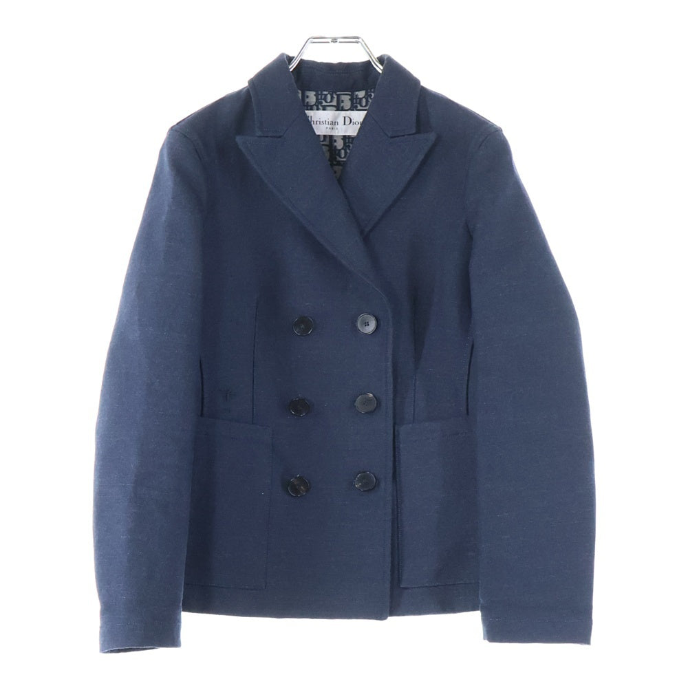 Christian Dior(クリスチャンディオール) MARLENE JACKET ピークドラペル ダブルブレスト マリーン ジャケット レディース ネイビー 217V16A3669