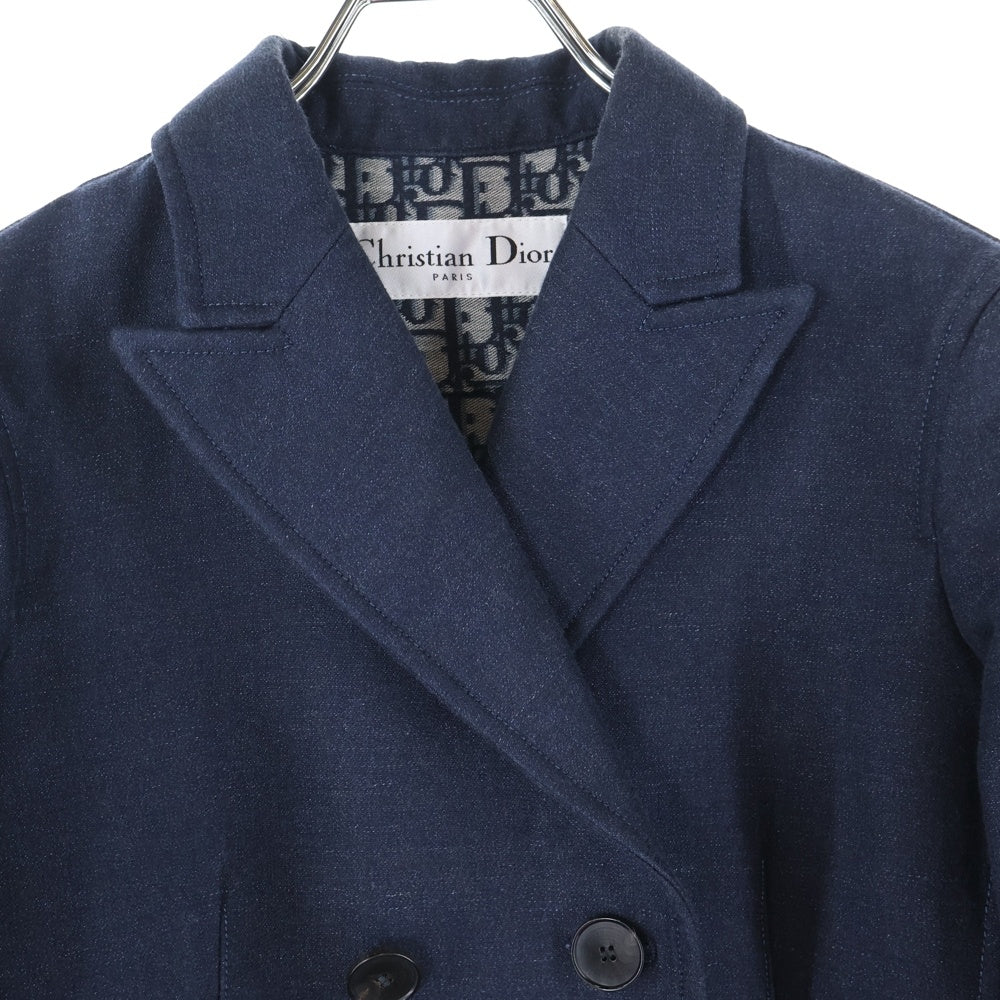 Christian Dior(クリスチャンディオール) MARLENE JACKET ピークドラペル ダブルブレスト マリーン ジャケット レディース ネイビー 217V16A3669