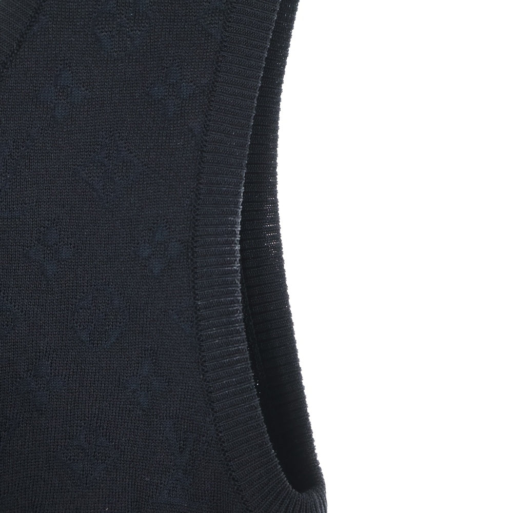 LOUIS VUITTON(ルイヴィトン) 22SS モノグラム ゴールド チェーン シルク ジャージ ドレス ワンピース レディース ブラック/レッド RW221B OJ6 FMKD83