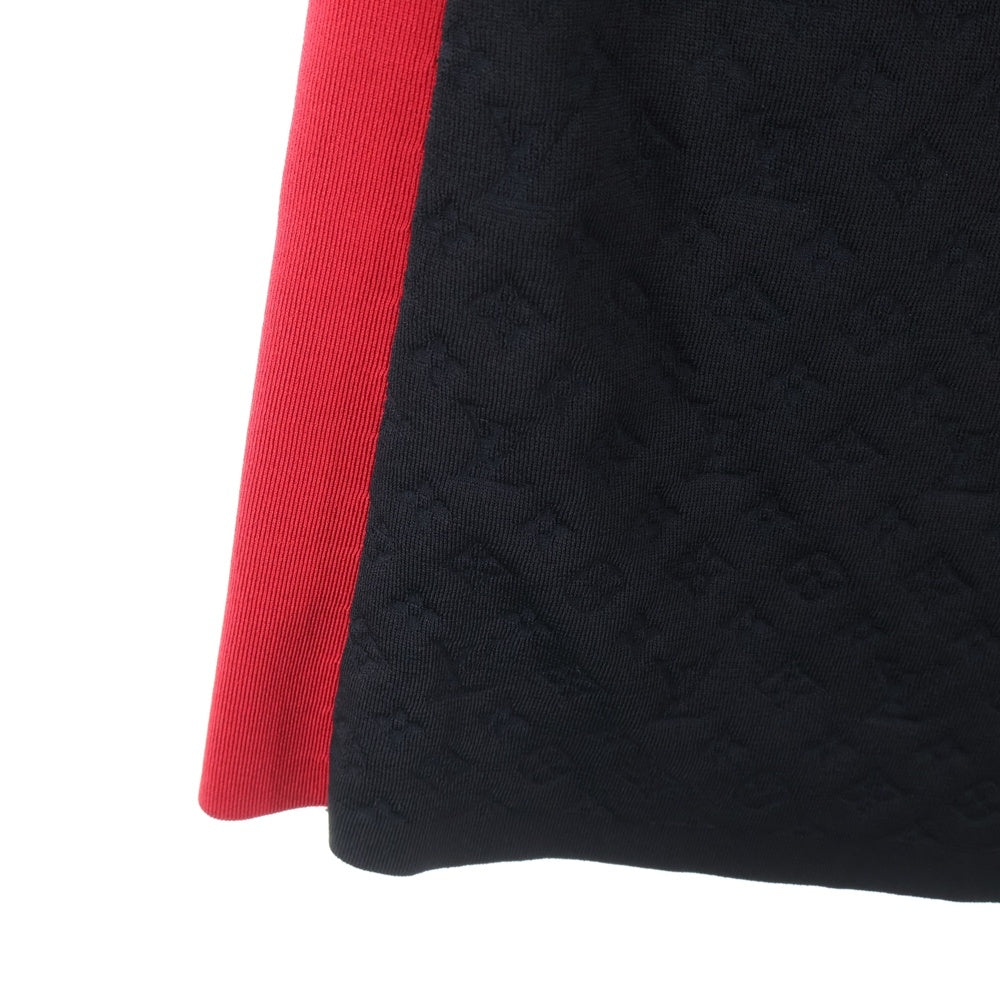LOUIS VUITTON(ルイヴィトン) 22SS モノグラム ゴールド チェーン シルク ジャージ ドレス ワンピース レディース ブラック/レッド RW221B OJ6 FMKD83