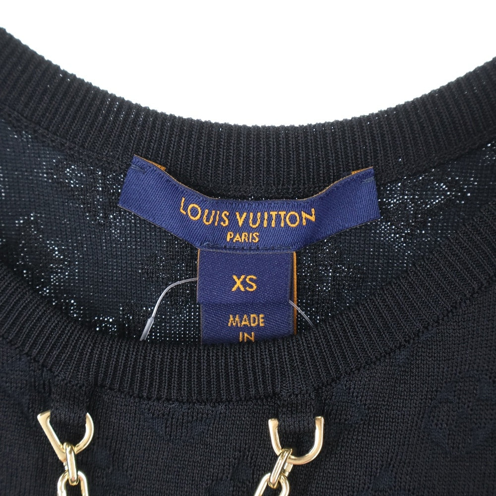 LOUIS VUITTON(ルイヴィトン) 22SS モノグラム ゴールド チェーン シルク ジャージ ドレス ワンピース レディース ブラック/レッド RW221B OJ6 FMKD83