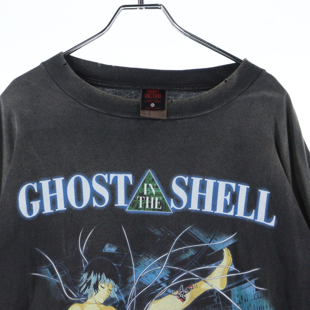 SAINT MICHAEL(セントマイケル) 24AW LS TEE ILYA GITS PRINT 攻殻機動隊 プリント クルーネック 長袖Tシャツ カットソー ブラック SM-YS1-0000-C34