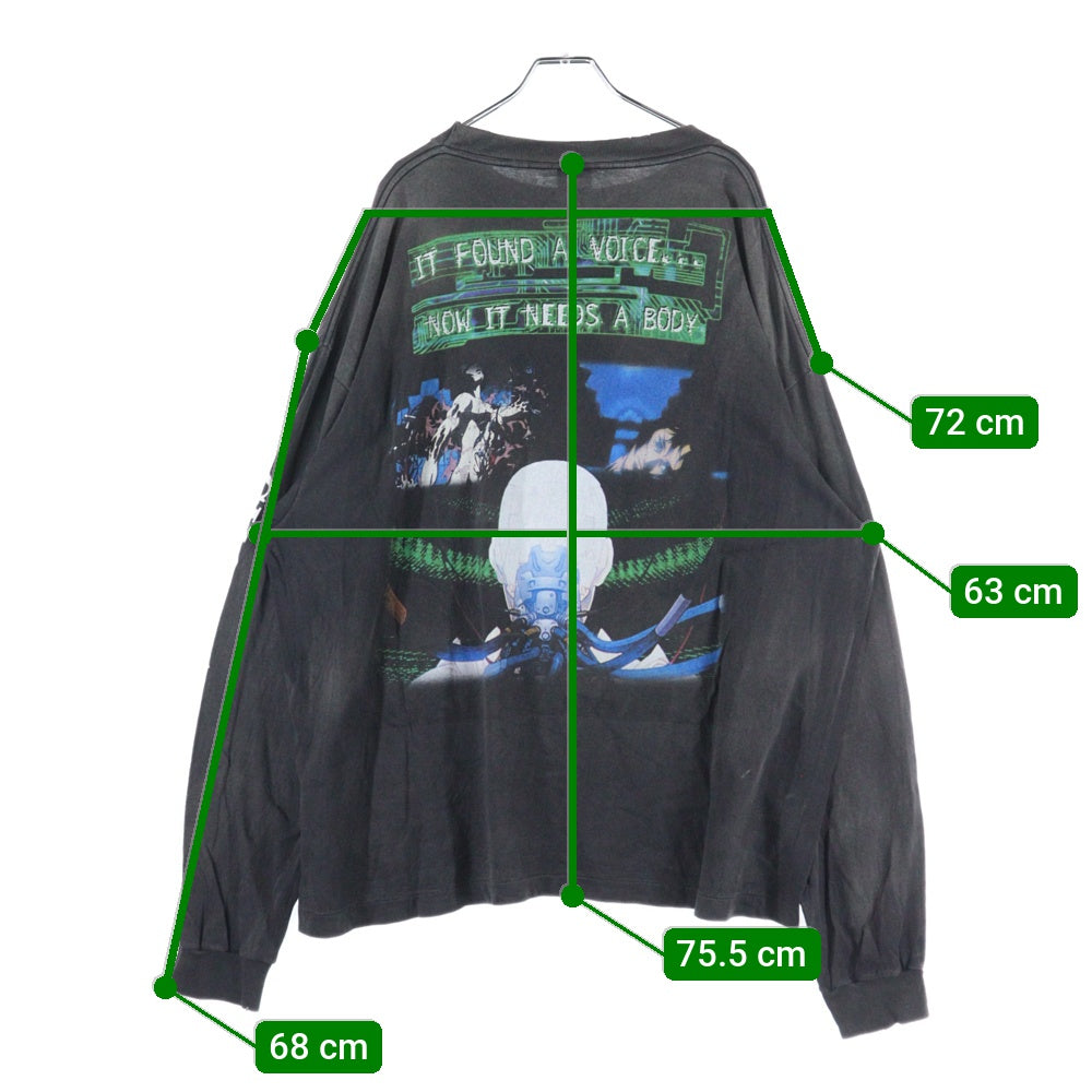 SAINT MICHAEL(セントマイケル) 24AW LS TEE ILYA GITS PRINT 攻殻機動隊 プリント クルーネック 長袖Tシャツ カットソー ブラック SM-YS1-0000-C34