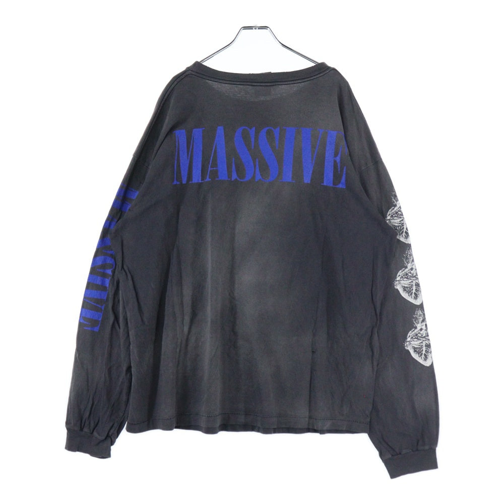 SAINT MICHAEL(セントマイケル) 23AW LS TEE MASSIVE PRINT マッシブ プリント クルーネック 長袖Tシャツ カットソー ブラック SM-A23-0000-011