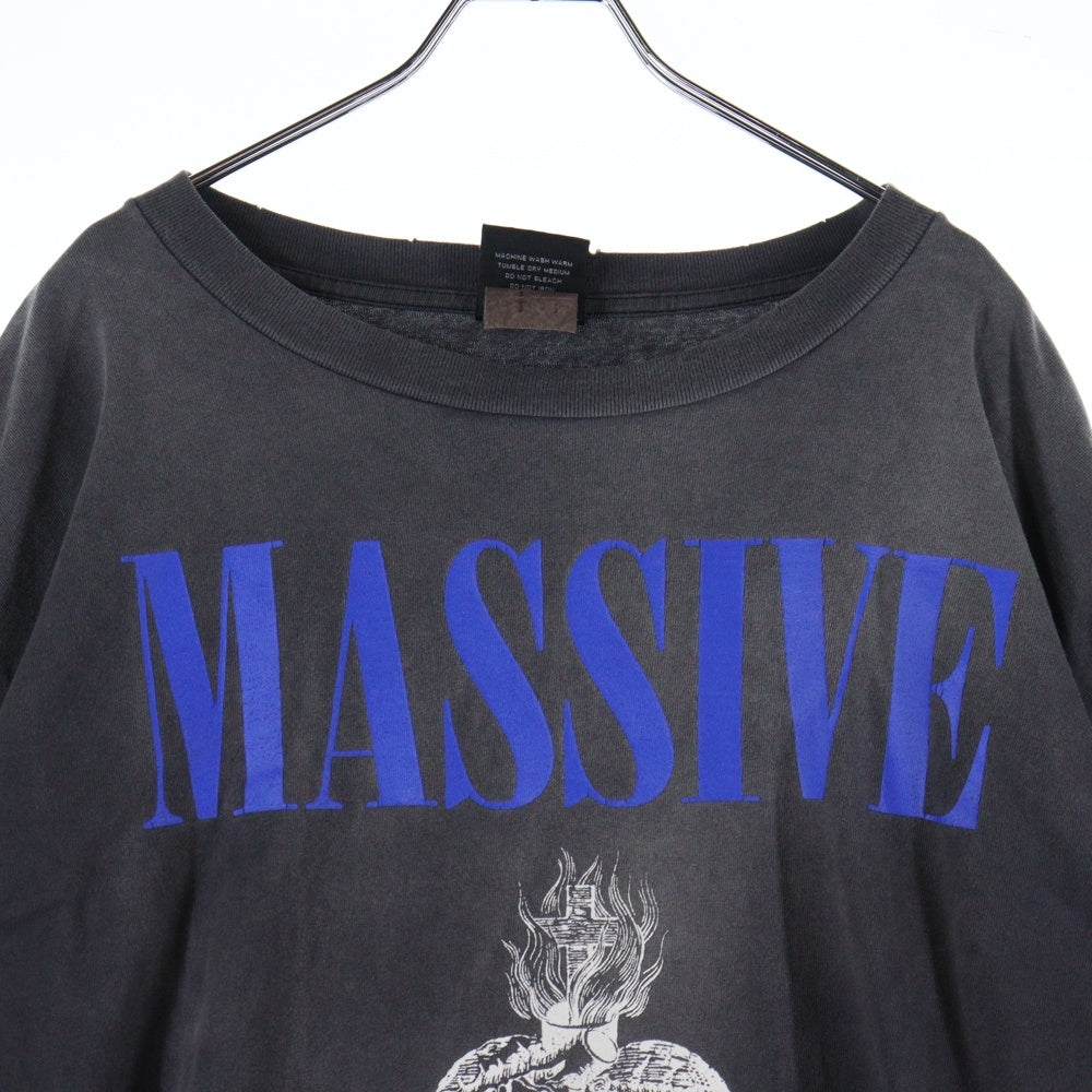SAINT MICHAEL(セントマイケル) 23AW LS TEE MASSIVE PRINT マッシブ プリント クルーネック 長袖Tシャツ カットソー ブラック SM-A23-0000-011