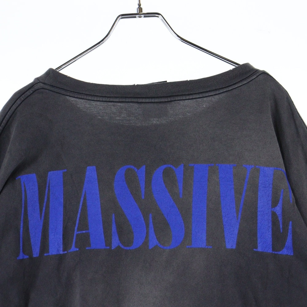 SAINT MICHAEL(セントマイケル) 23AW LS TEE MASSIVE PRINT マッシブ プリント クルーネック 長袖Tシャツ カットソー ブラック SM-A23-0000-011