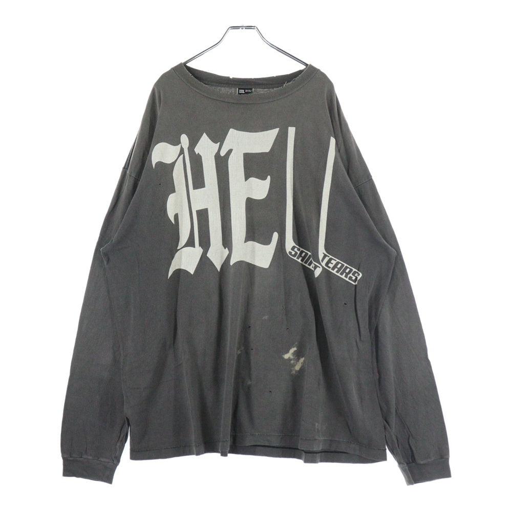 SAINT MICHAEL(セントマイケル) 22AW DT LS TEE HELL ヘル プリント クルーネック 長袖Tシャツ カットソー ブラック SM-A22-0000-087