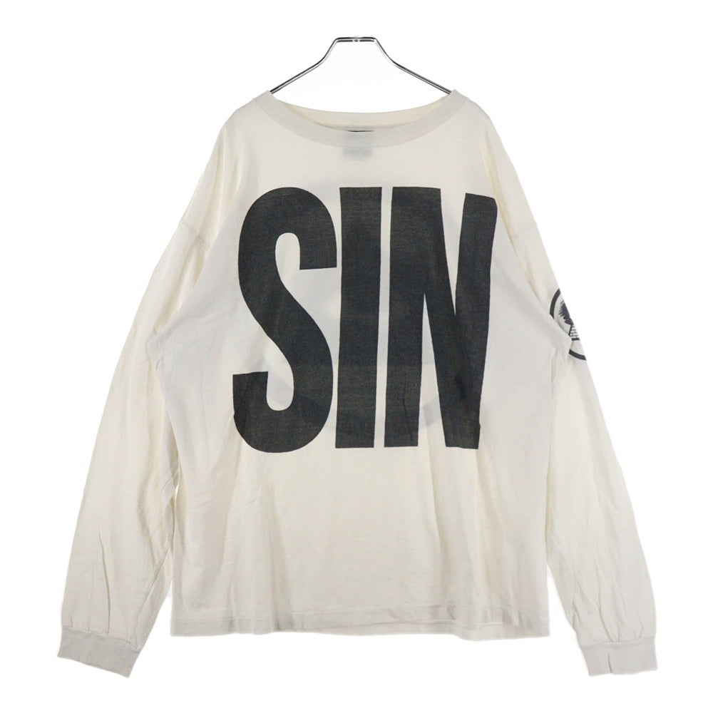 SAINT MICHAEL(セントマイケル) 21AW LS TEE SIN シン プリント クルーネック 長袖Tシャツ カットソー ホワイトSM-A21-0000-015