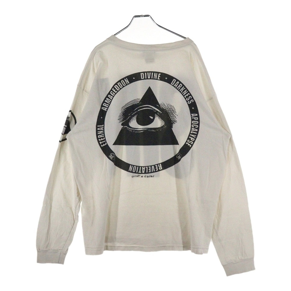 SAINT MICHAEL(セントマイケル) 21AW LS TEE SIN シン プリント クルーネック 長袖Tシャツ カットソー ホワイトSM-A21-0000-015