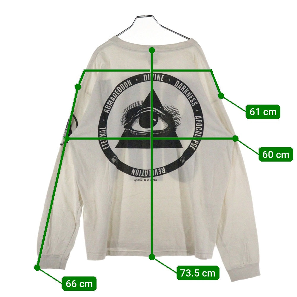 SAINT MICHAEL(セントマイケル) 21AW LS TEE SIN シン プリント クルーネック 長袖Tシャツ カットソー ホワイトSM-A21-0000-015