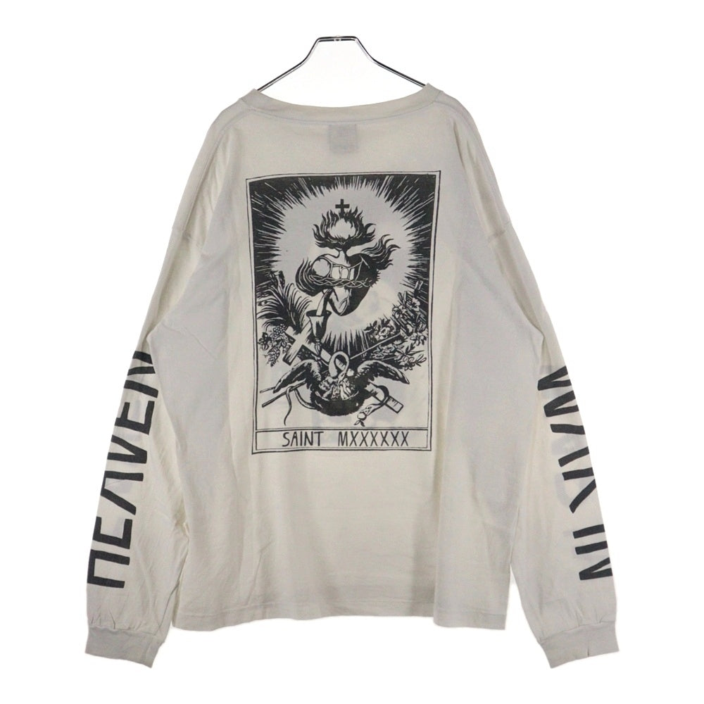 SAINT MICHAEL(セントマイケル) 21AW LS TEE W.I.H ウォー イン ヘヴン プリント クルーネック 長袖Tシャツ カットソー ホワイト SM-A21-0000-021