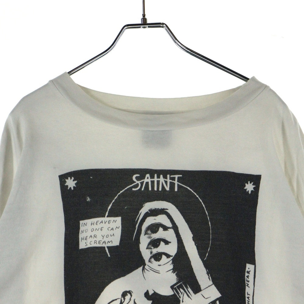 SAINT MICHAEL(セントマイケル) 21AW LS TEE W.I.H ウォー イン ヘヴン プリント クルーネック 長袖Tシャツ カットソー ホワイト SM-A21-0000-021