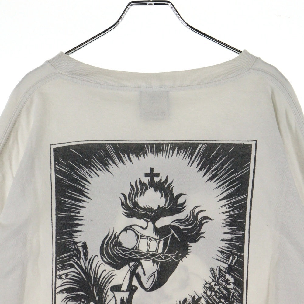 SAINT MICHAEL(セントマイケル) 21AW LS TEE W.I.H ウォー イン ヘヴン プリント クルーネック 長袖Tシャツ カットソー ホワイト SM-A21-0000-021