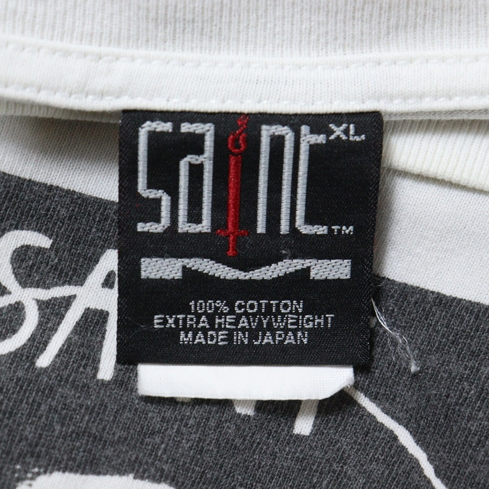 SAINT MICHAEL(セントマイケル) 21AW LS TEE W.I.H ウォー イン ヘヴン プリント クルーネック 長袖Tシャツ カットソー ホワイト SM-A21-0000-021