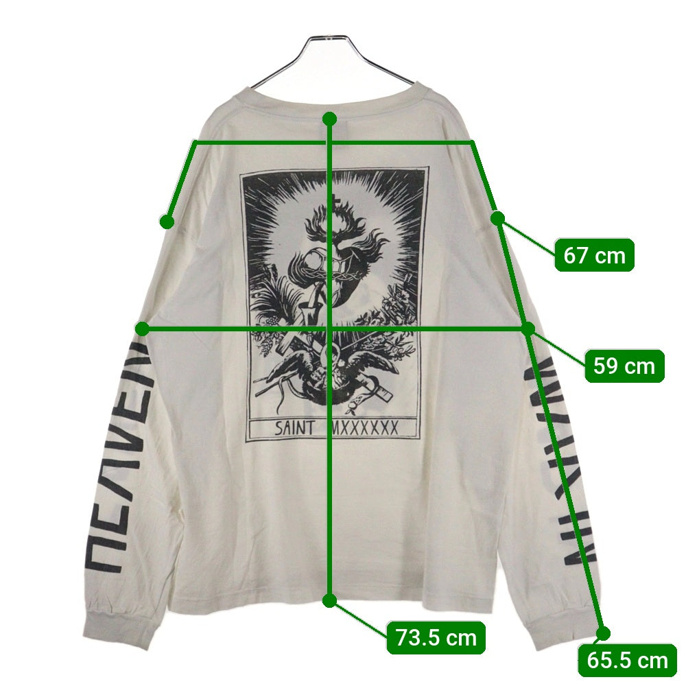 SAINT MICHAEL(セントマイケル) 21AW LS TEE W.I.H ウォー イン ヘヴン プリント クルーネック 長袖Tシャツ カットソー ホワイト SM-A21-0000-021