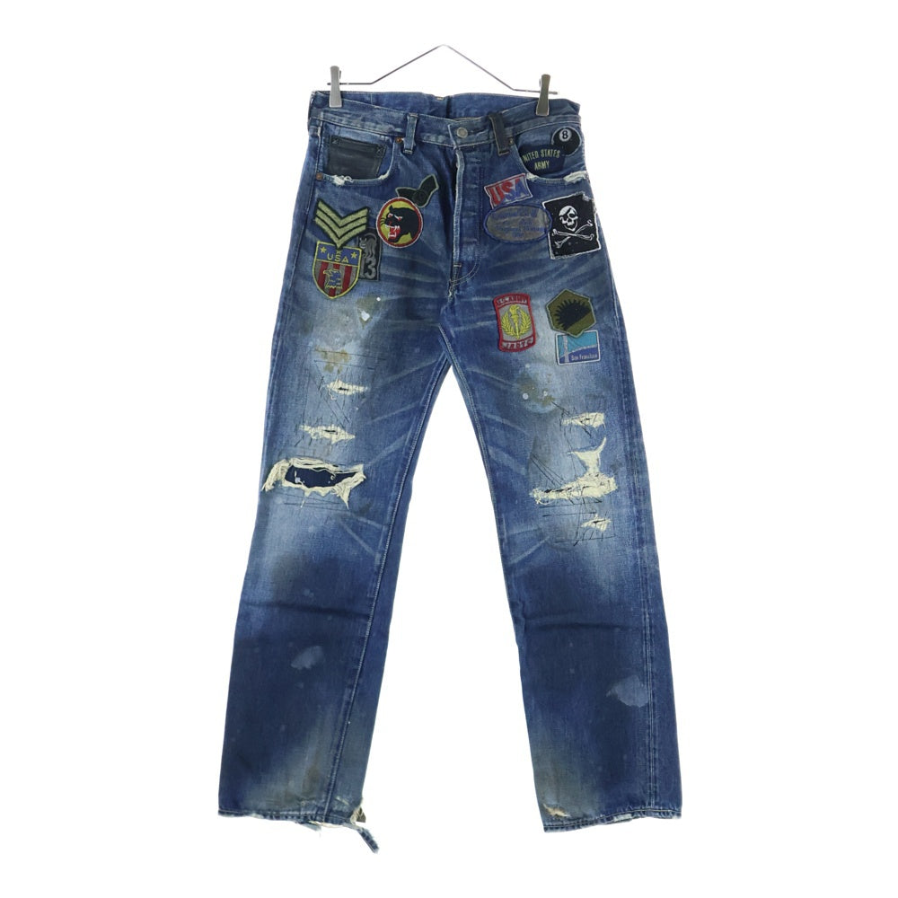 Levi's VINTAGE CLOTHING(リーバイス ビンテージ クロージング) 501 THE JOURNEY 1966年モデル 日本製 ザジャーニー マルチパッチ レザーパッチ ビッグE 赤耳セルビッチ ボタンフライ デニムパンツ