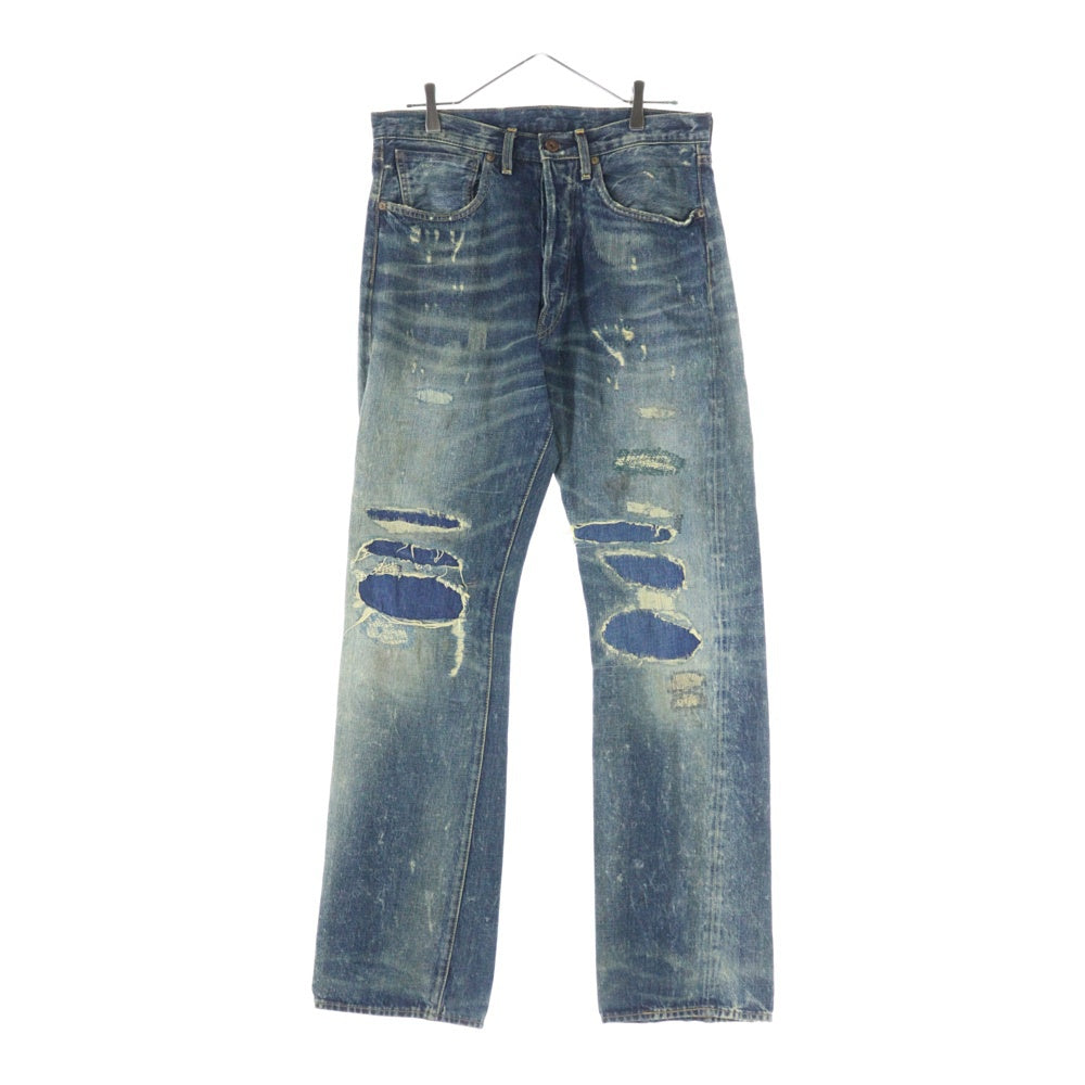 Levi's VINTAGE CLOTHING(リーバイス ビンテージ クロージング) S501XX 44年 大戦モデル 復刻 ビッグE 赤耳セルビッチ リペア加工 ボタンフライ デニムパンツ インディゴ 44501-0048