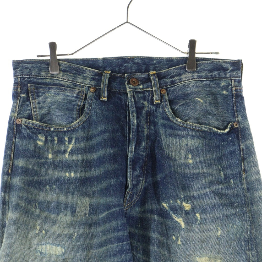 Levi's VINTAGE CLOTHING(リーバイス ビンテージ クロージング) S501XX 44年 大戦モデル 復刻 ビッグE 赤耳セルビッチ リペア加工 ボタンフライ デニムパンツ インディゴ 44501-0048