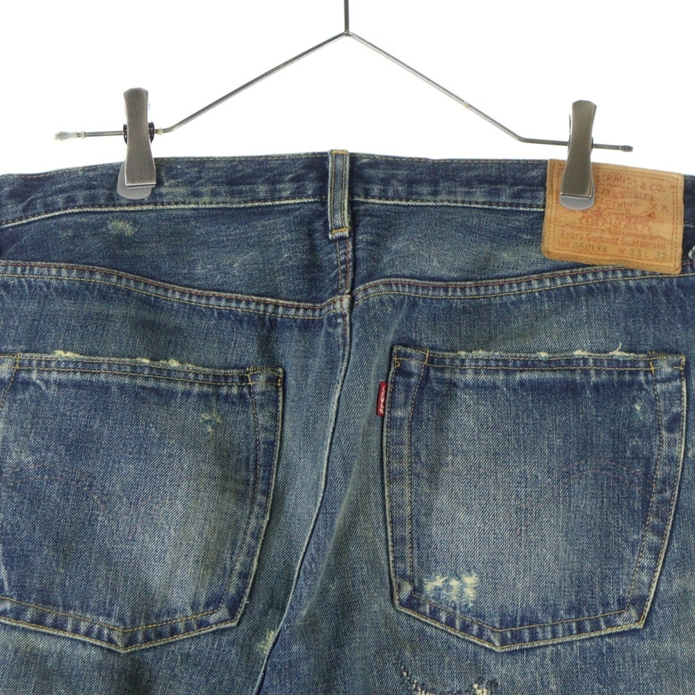 Levi's VINTAGE CLOTHING(リーバイス ビンテージ クロージング) S501XX 44年 大戦モデル 復刻 ビッグE 赤耳セルビッチ リペア加工 ボタンフライ デニムパンツ インディゴ 44501-0048