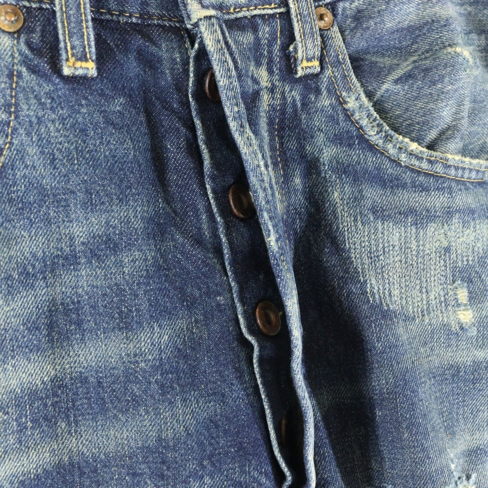 Levi's VINTAGE CLOTHING(リーバイス ビンテージ クロージング) S501XX 44年 大戦モデル 復刻 ビッグE 赤耳セルビッチ リペア加工 ボタンフライ デニムパンツ インディゴ 44501-0048
