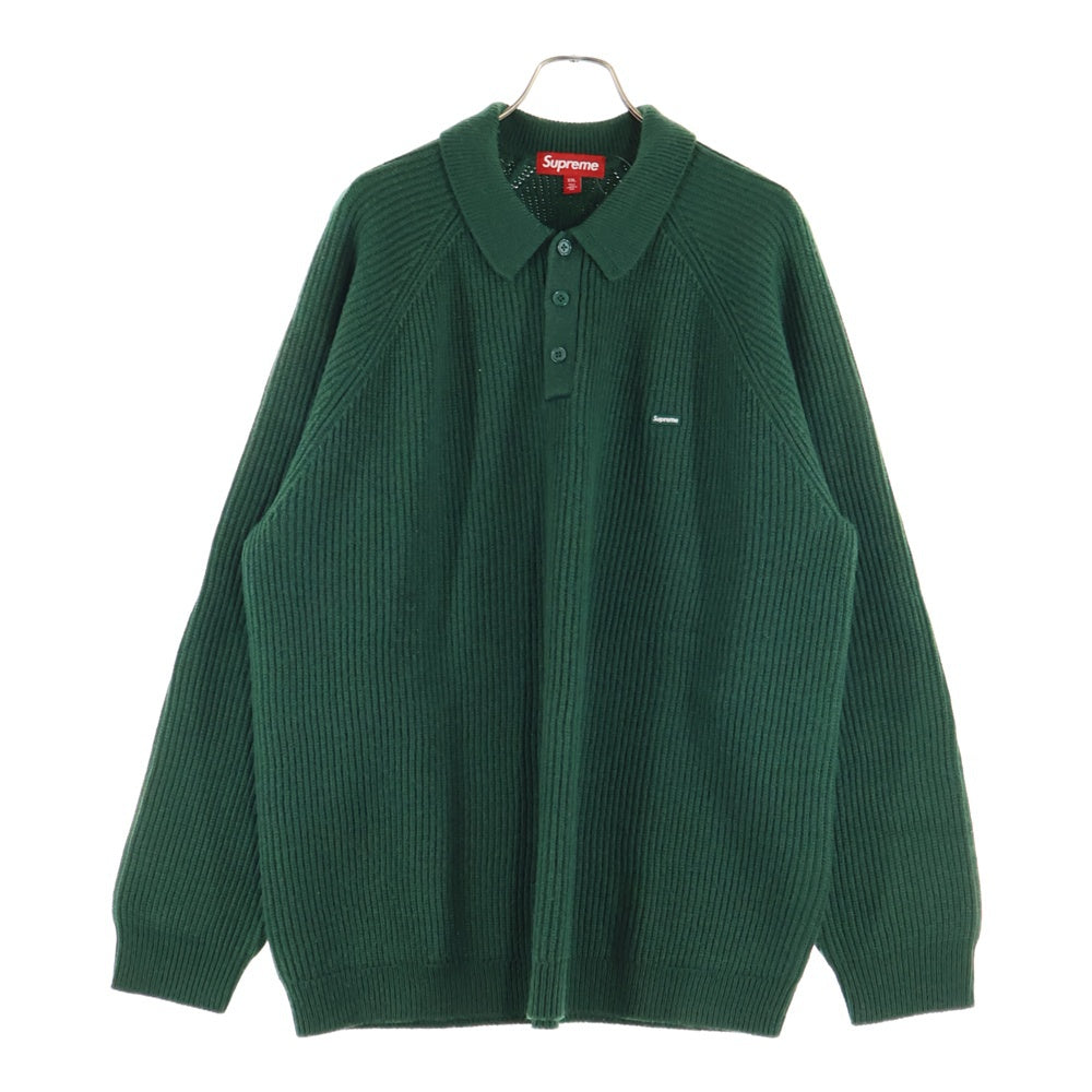 SUPREME(シュプリーム) 24AW Small Box Polo Sweater スモールボックスロゴ ポロ ニット スウェット セーター グリーン