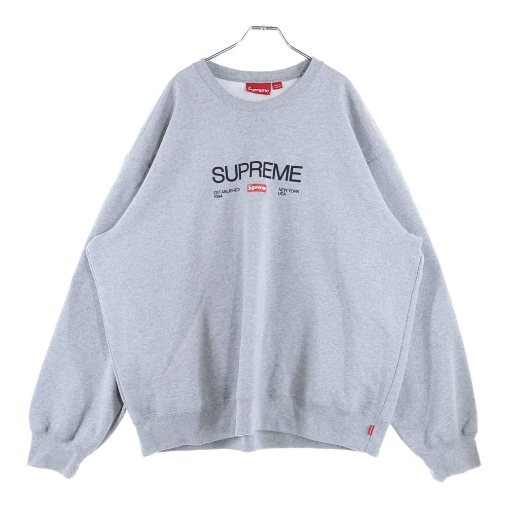 SUPREME(シュプリーム) 24SS Established Crewneck エスタブリッシュド クルーネック スウェット トレーナー グレー