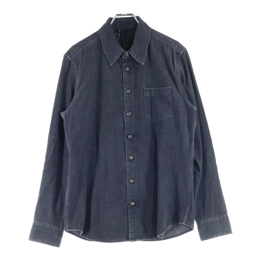 CHROME HEARTS(クロムハーツ) LOOSEENDS LS ルーズエンド 袖クロスパッチ クロスボールボタン デニム長袖シャツ ブラック