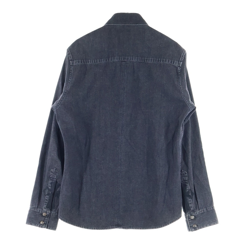 CHROME HEARTS(クロムハーツ) LOOSEENDS LS ルーズエンド 袖クロスパッチ クロスボールボタン デニム長袖シャツ ブラック