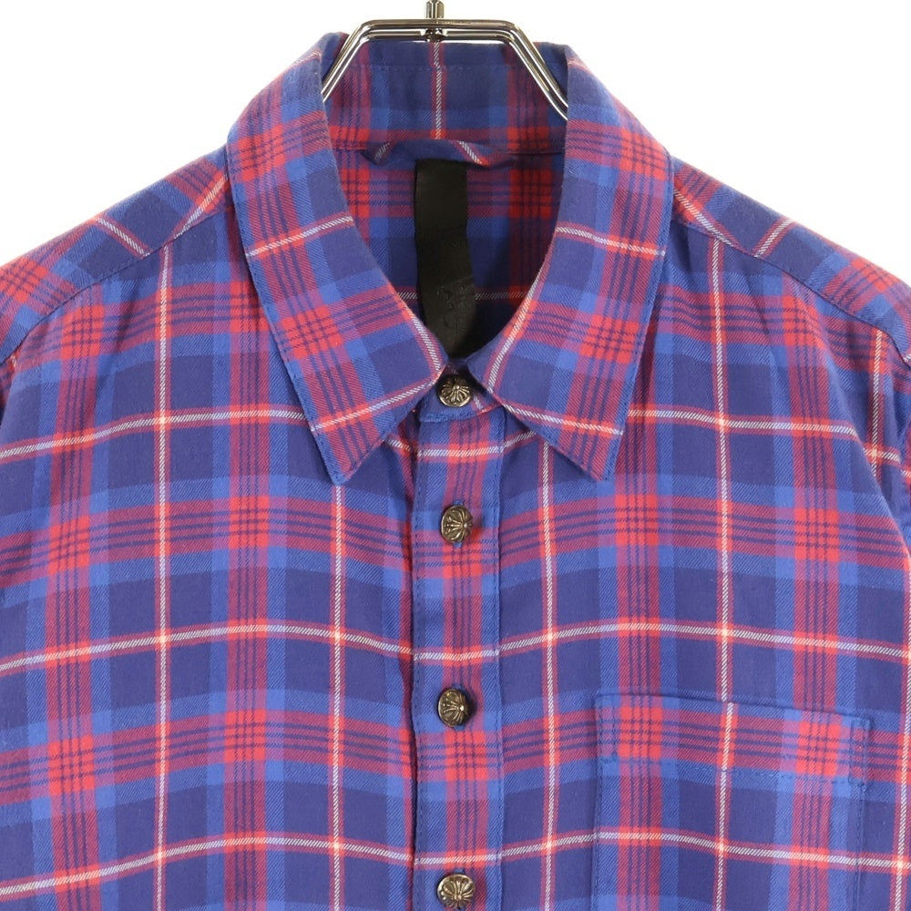 CHROME HEARTS(クロムハーツ) LOOSEENDS LS ルーズエンド エルボースターパッチ クロスボールボタン チェック長袖シャツ レッド/ブルー