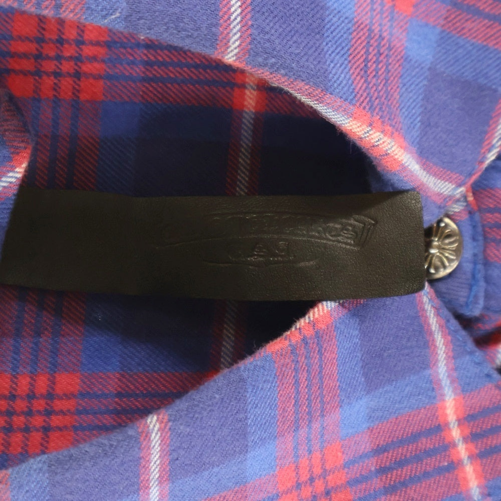 CHROME HEARTS(クロムハーツ) LOOSEENDS LS ルーズエンド エルボースターパッチ クロスボールボタン チェック長袖シャツ レッド/ブルー