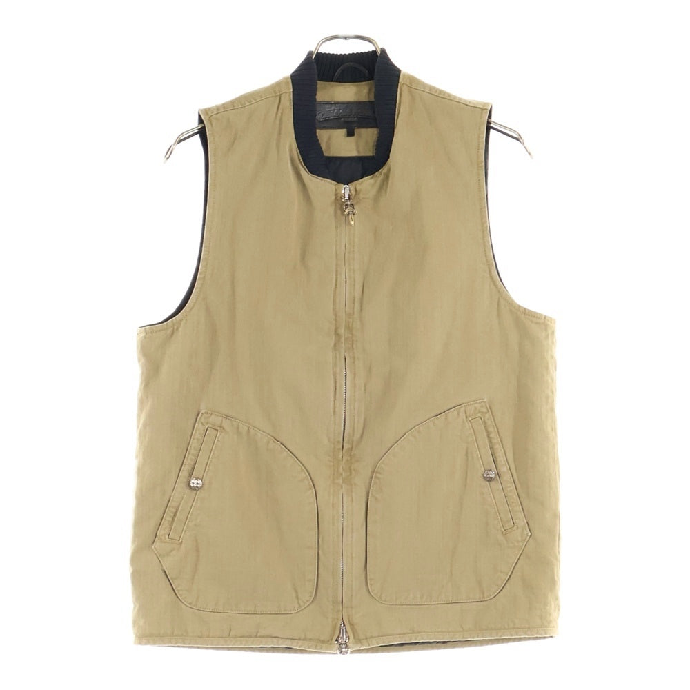 CHROME HEARTS(クロムハーツ) VEST-M-HOMER ヘリンボーン 中綿キルティング ダガージップアップ ベスト ブラウン