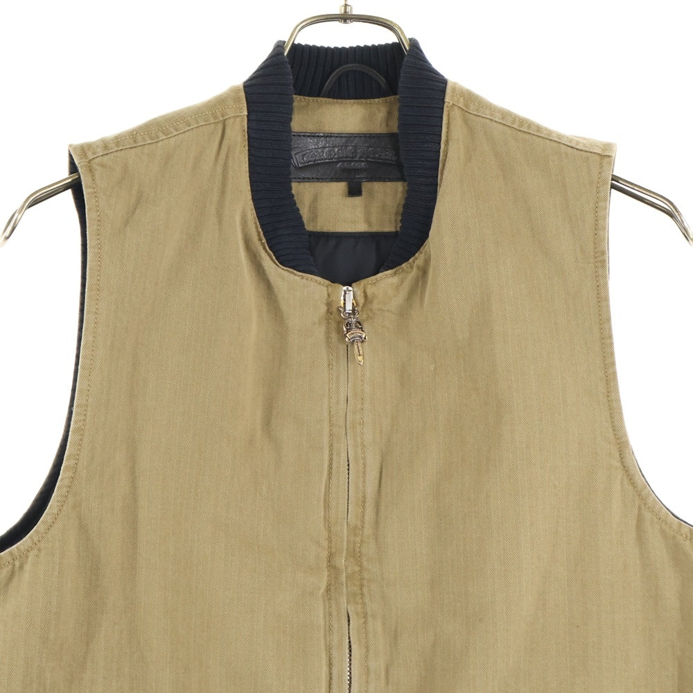 CHROME HEARTS(クロムハーツ) VEST-M-HOMER ヘリンボーン 中綿キルティング ダガージップアップ ベスト ブラウン