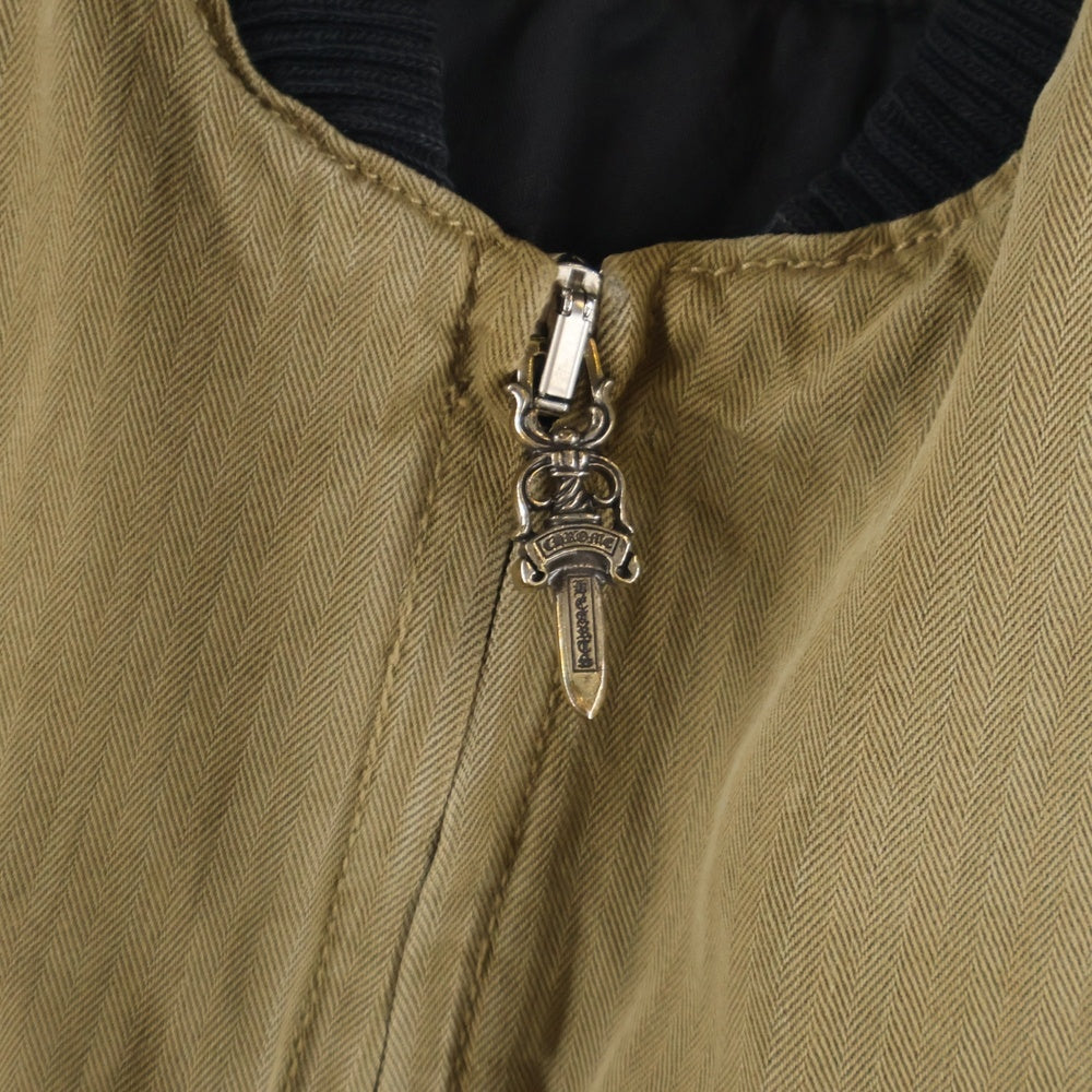 CHROME HEARTS(クロムハーツ) VEST-M-HOMER ヘリンボーン 中綿キルティング ダガージップアップ ベスト ブラウン