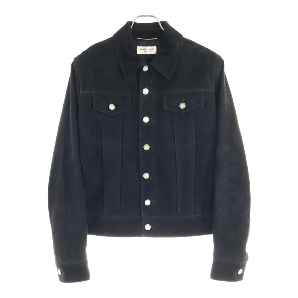 SAINT LAURENT PARIS(サンローランパリ) スエードレザー ボタンフライ ジャケット ブラック 460988