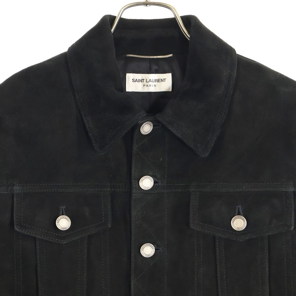 SAINT LAURENT PARIS(サンローランパリ) スエードレザー ボタンフライ ジャケット ブラック 460988
