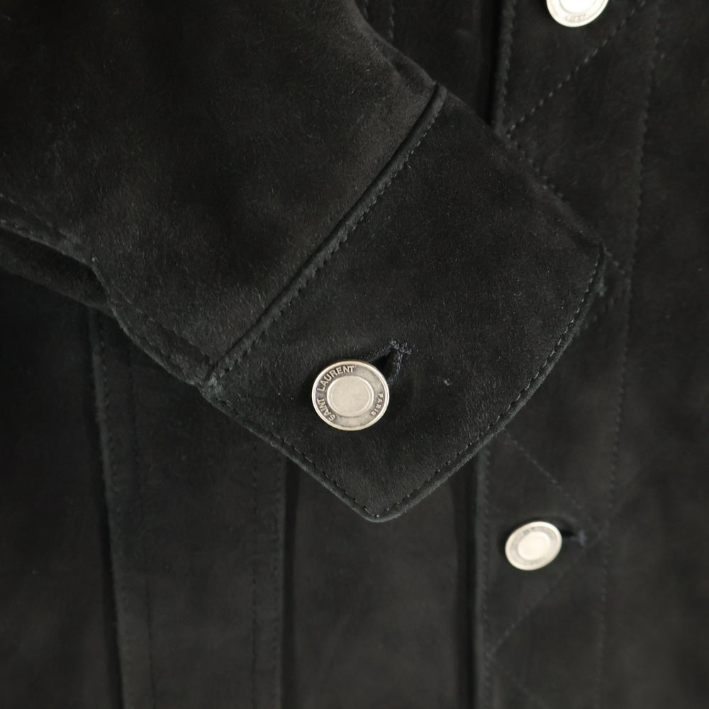 SAINT LAURENT PARIS(サンローランパリ) スエードレザー ボタンフライ ジャケット ブラック 460988