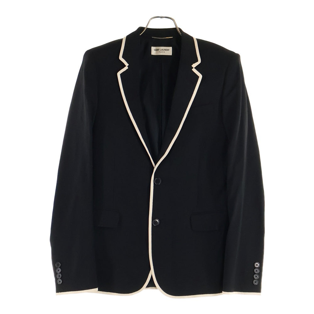 SAINT LAURENT PARIS(サンローランパリ) ピークドラペル 2B ウール シングルテーラードジャケット ブラック/ホワイト 345672