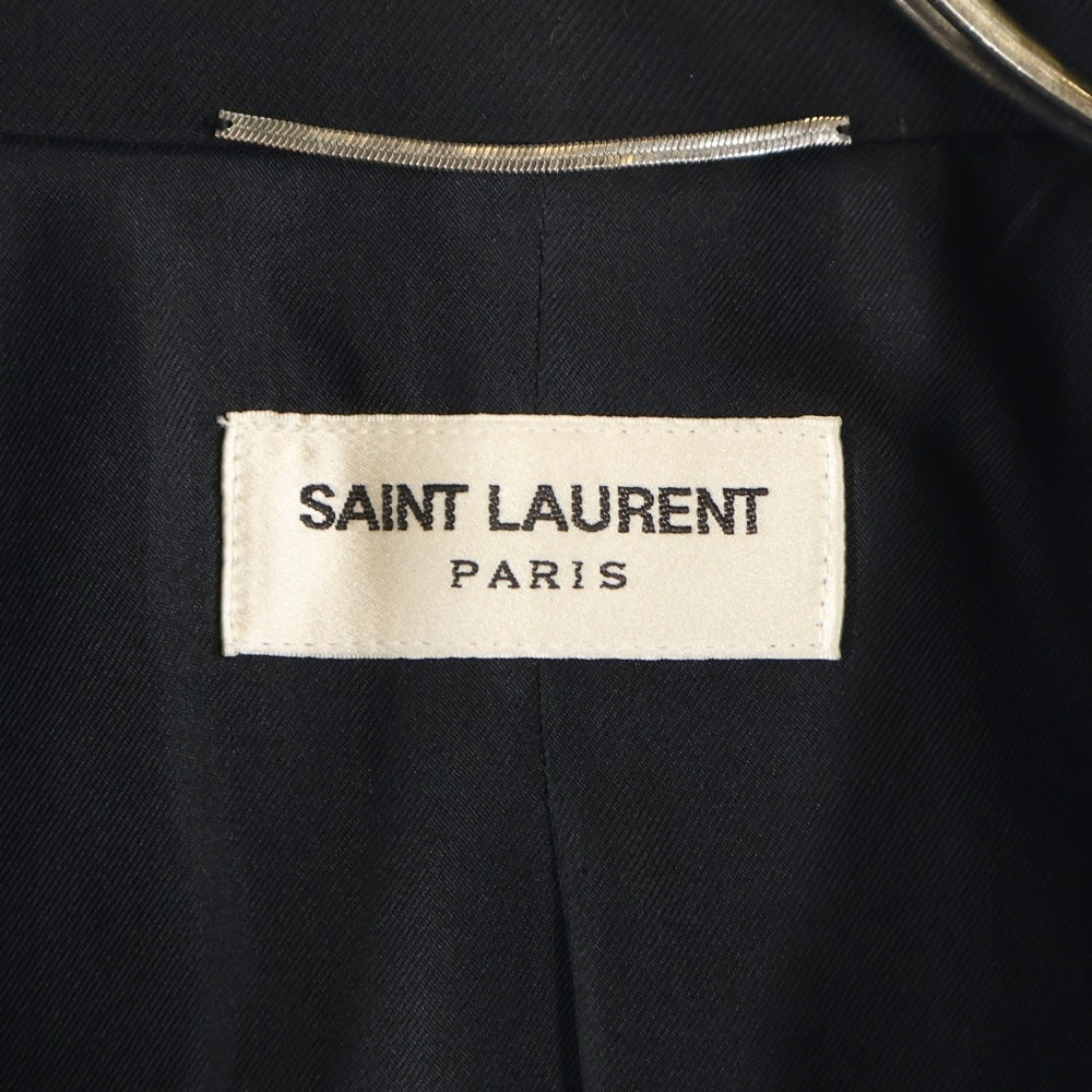 SAINT LAURENT PARIS(サンローランパリ) ピークドラペル 2B ウール シングルテーラードジャケット ブラック/ホワイト 345672