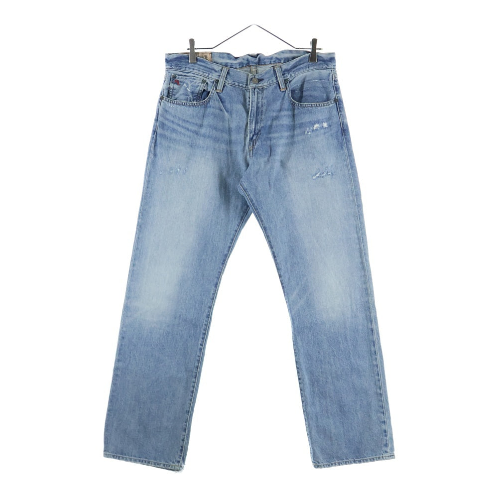 POLO RALPH LAUREN(ポロラルフローレン) マルチポケット 革パッチ ダメージ加工 ジップアップ デニムパンツ インディゴ 09832