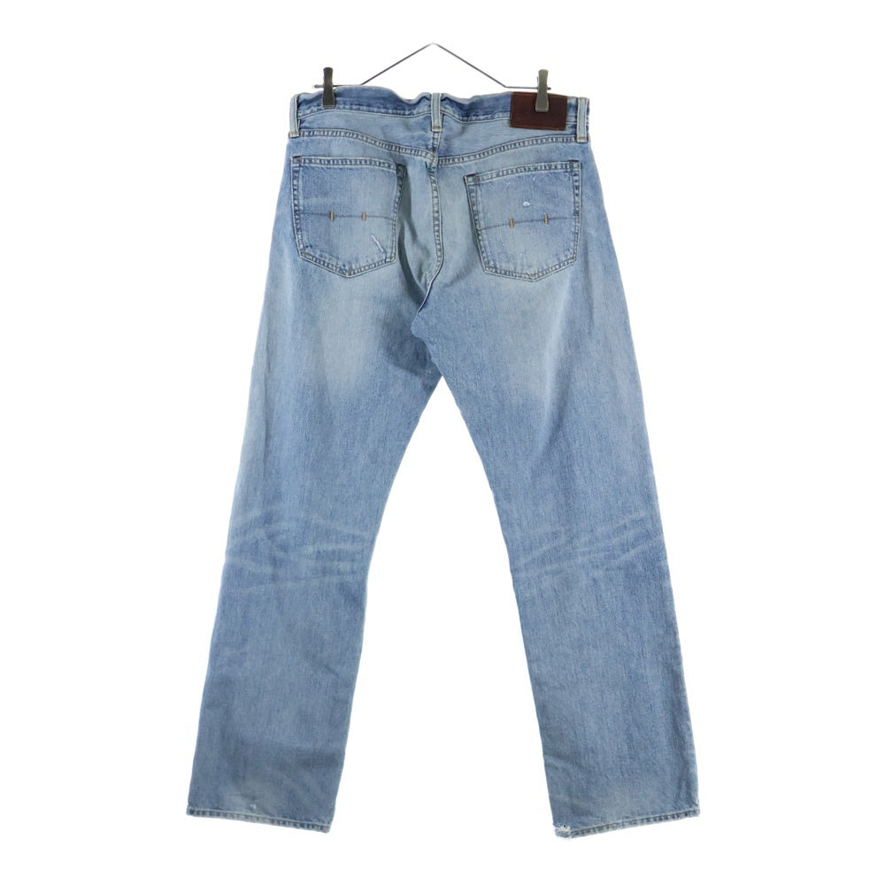 POLO RALPH LAUREN(ポロラルフローレン) マルチポケット 革パッチ ダメージ加工 ジップアップ デニムパンツ インディゴ 09832